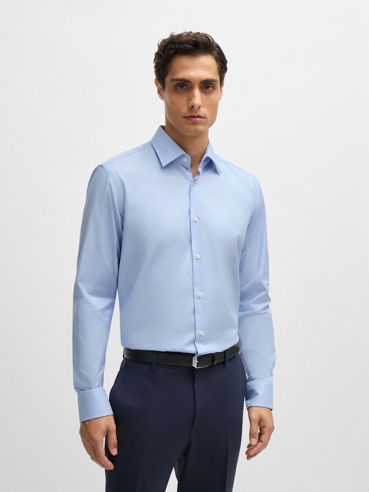 BOSS Blue Regular-Fit Houndstooth Easy-Iron Stretch Cotton Shirt - Image 1 of 6