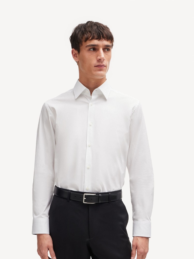 BOSS White Stretch Cotton Regular-Fit Shirt - Image 1 of 6