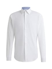 BOSS White Stretch Cotton Regular-Fit Shirt - Image 6 of 6