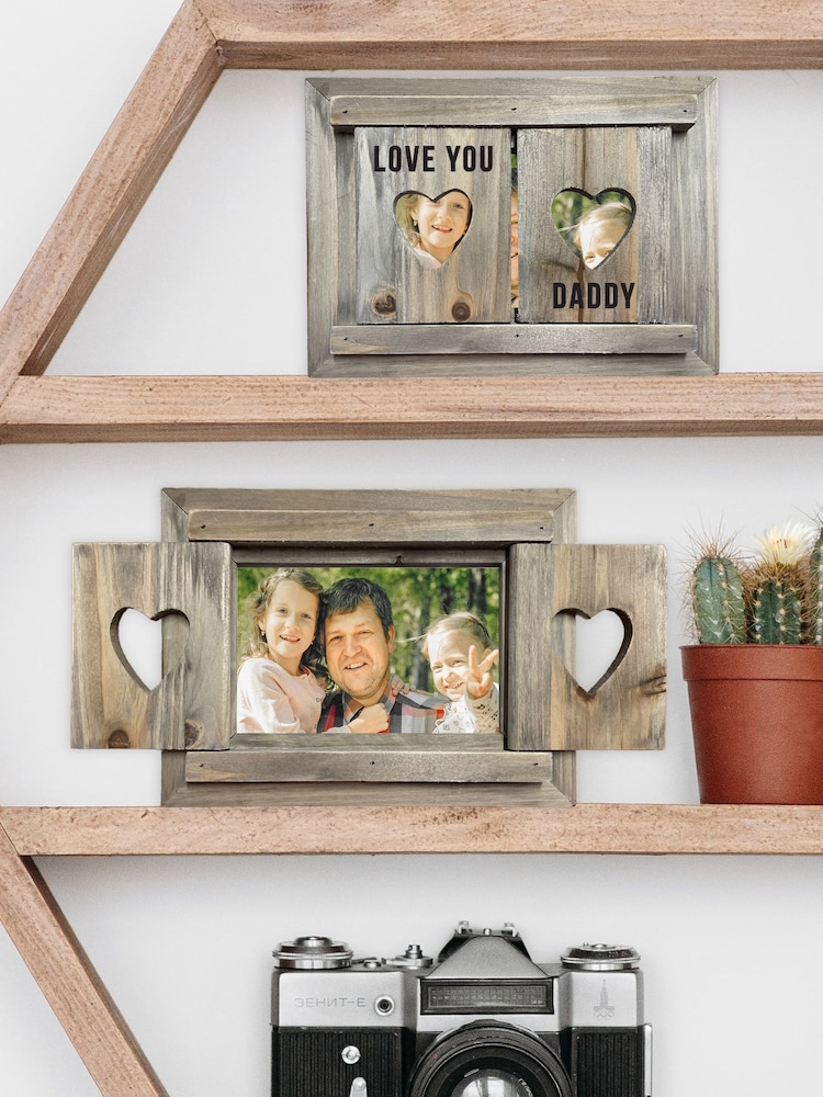 Personalised Father's Day Wooden Heart Shutter Photo Frame by Jonnys Sister - Image 2 of 4