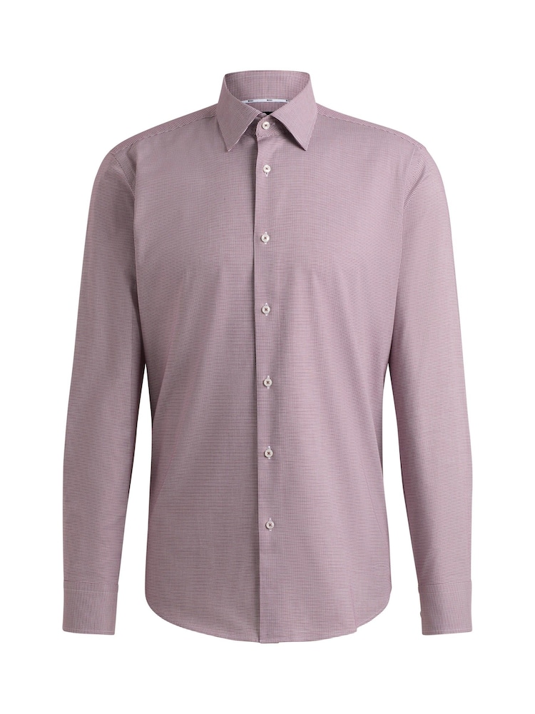 BOSS Red Regular-Fit Houndstooth Stretch Cotton Shirt - Image 6 of 6