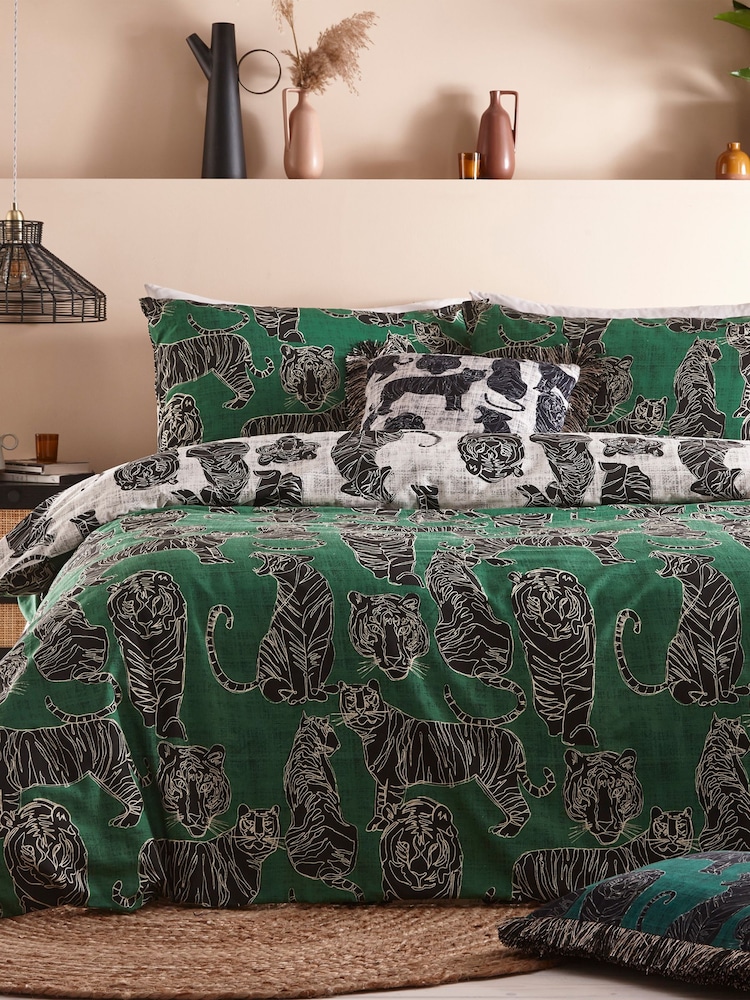 Furn Jungle Green Wildcat Animal Duvet Cover Set - Image 1 of 5