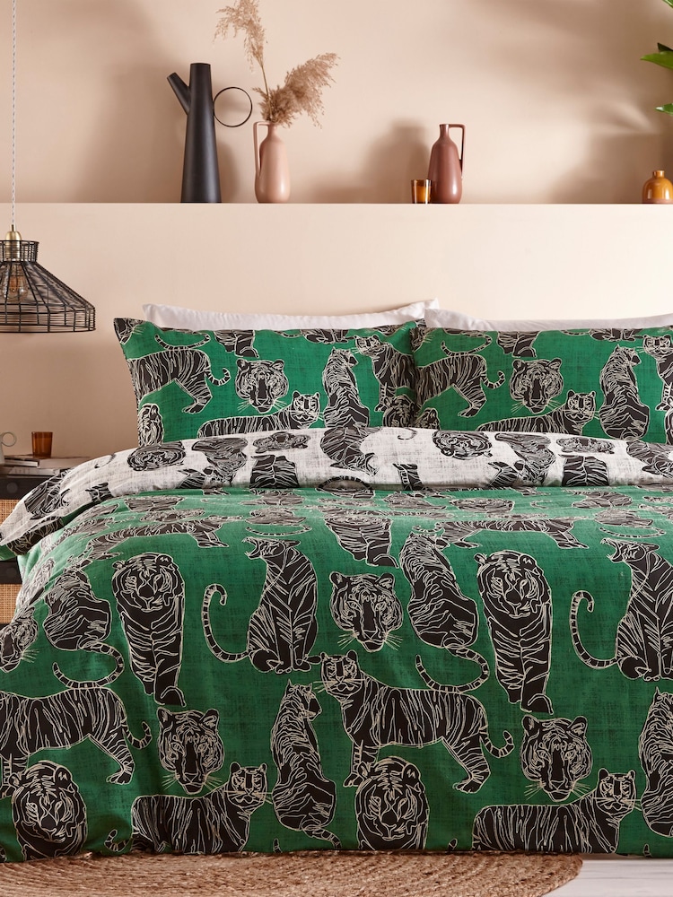 Furn Jungle Green Wildcat Animal Duvet Cover Set - Image 2 of 5