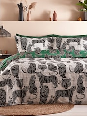 Furn Jungle Green Wildcat Animal Duvet Cover Set - Image 3 of 5