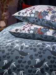 Furn Dusky Blue Midnight Panther Floral Duvet Cover Set - Image 2 of 4