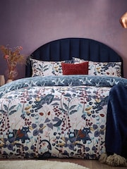 Furn Dusky Blue Midnight Panther Floral Duvet Cover Set - Image 4 of 4