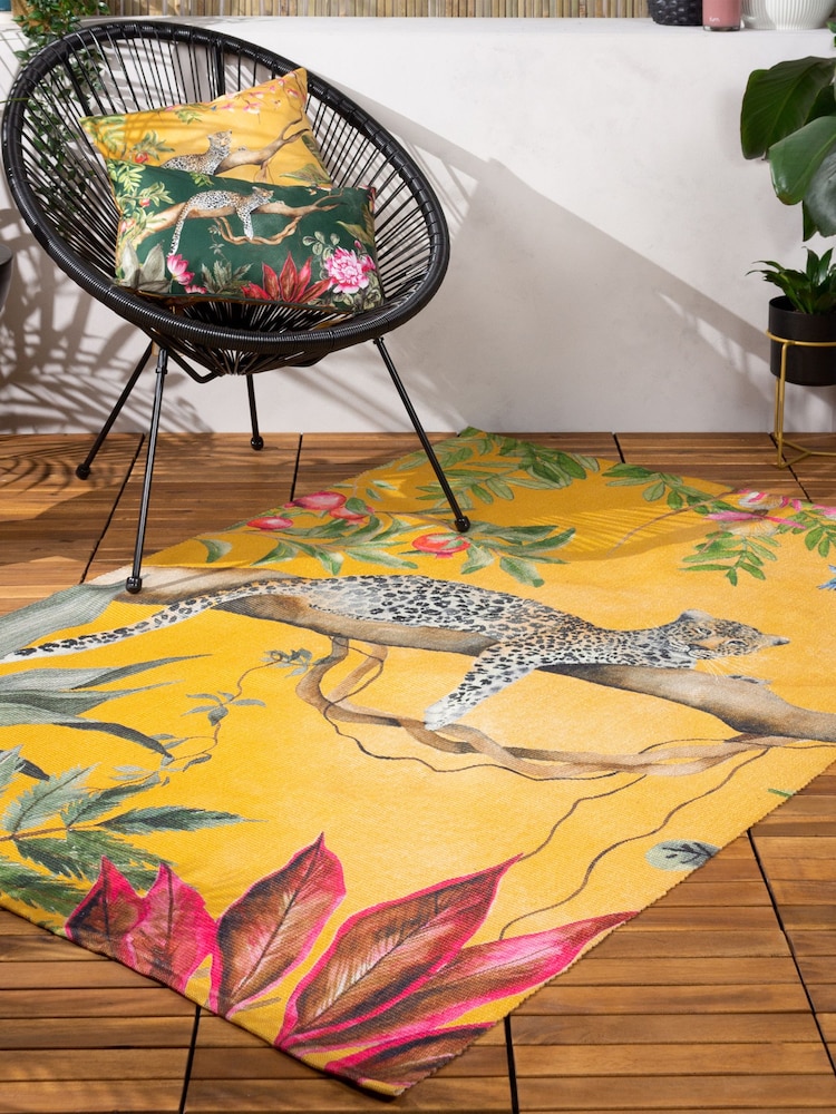 Wylder Ochre Leopard Outdoor/Indoor Washable Rug - Image 1 of 3