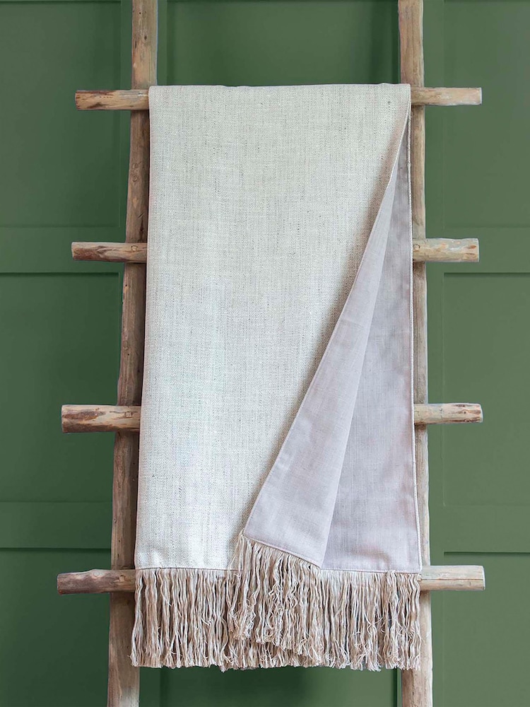 Voyage Maison Linen Jedburgh Woven Fringed Throw - Image 1 of 2