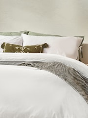 Yard Warm White Mallow Bowtie 100% Cotton Duvet Cover Set - Image 3 of 4