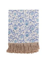 Voyage Maison Cobalt Mariani Floral Fringed Cotton/Linen Mix Throw - Image 1 of 3