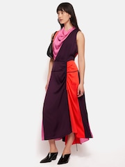 Jigsaw Purple Colourblock Satin Dress - Image 1 of 6