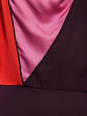 Jigsaw Purple Colourblock Satin Dress - Image 3 of 6