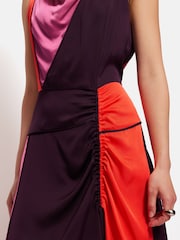 Jigsaw Purple Colourblock Satin Dress - Image 4 of 6