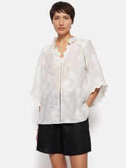 Jigsaw White Textured Jacquard Frill Top - Image 1 of 6