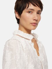Jigsaw White Textured Jacquard Frill Top - Image 2 of 6