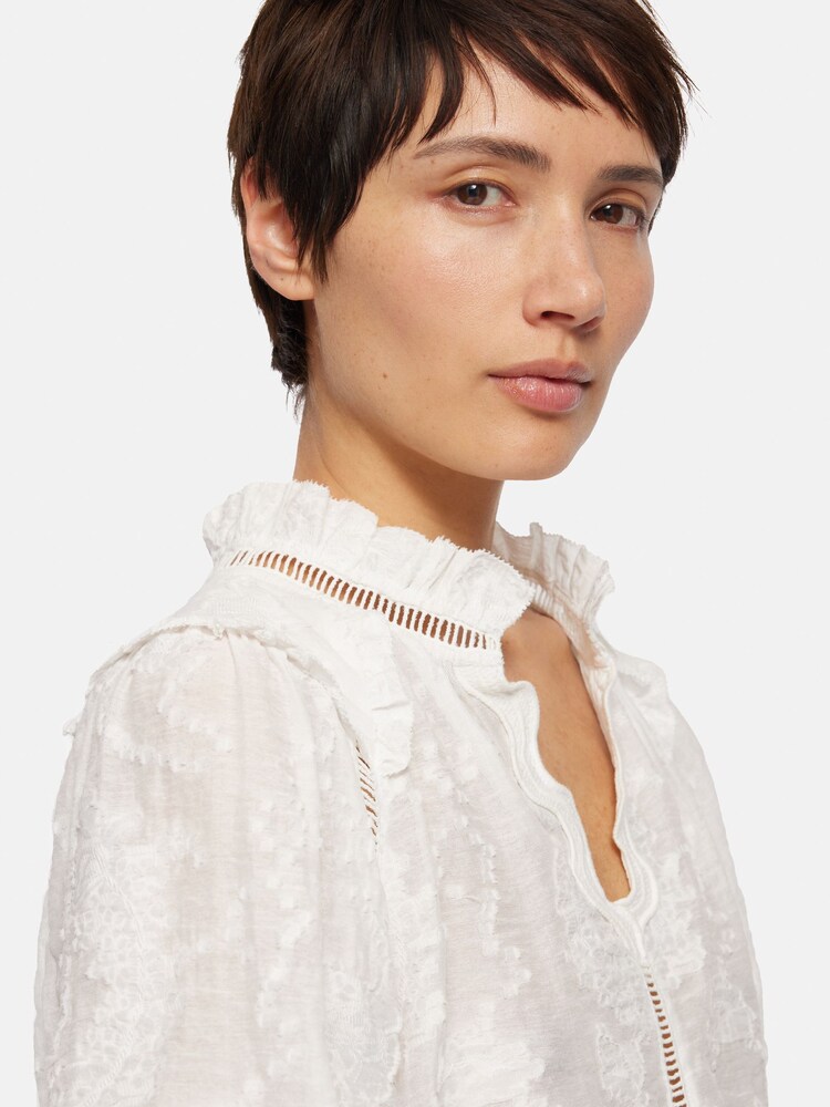 Jigsaw White Textured Jacquard Frill Top - Image 2 of 6