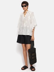 Jigsaw White Textured Jacquard Frill Top - Image 3 of 6