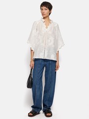 Jigsaw White Textured Jacquard Frill Top - Image 6 of 6