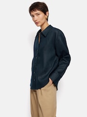 Jigsaw Dark Blue Light 100% Linen Casual Shirt - Image 1 of 6