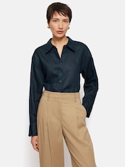 Jigsaw Dark Blue Light 100% Linen Casual Shirt - Image 2 of 6