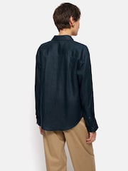 Jigsaw Dark Blue Light 100% Linen Casual Shirt - Image 4 of 6