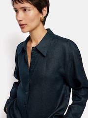 Jigsaw Dark Blue Light 100% Linen Casual Shirt - Image 5 of 6