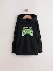 Black Controller Older Boys Graphic Cross-Over Hoodie (3-16yrs) - Image 1 of 4