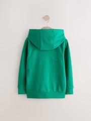 Dark Green Plain Zip Through Hoodie (3-16yrs) - Image 2 of 4