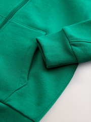 Dark Green Plain Zip Through Hoodie (3-16yrs) - Image 3 of 4