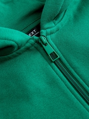 Dark Green Plain Zip Through Hoodie (3-16yrs) - Image 4 of 4