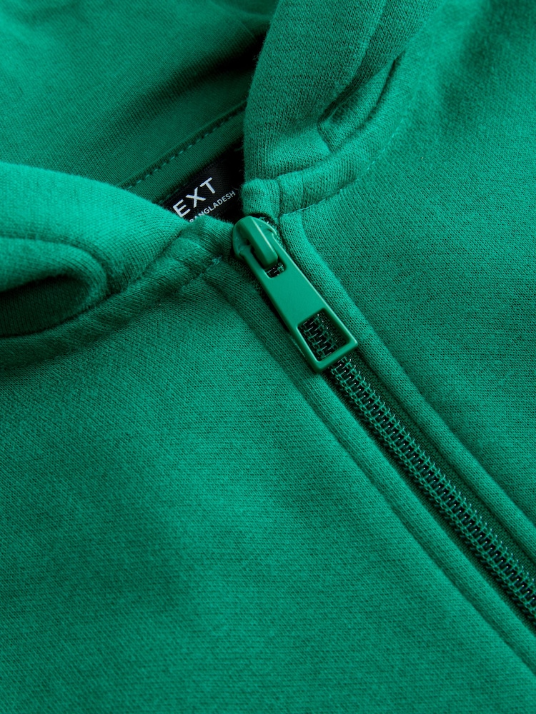 Dark Green Plain Zip Through Hoodie (3-16yrs) - Image 4 of 4