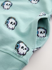 Mint Green Skull Drippy Smile Graphic Hoodie (3-16yrs) - Image 4 of 4