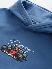 Blue Racing Car Older Boys Graphic Cross-Over Hoodie (3-16yrs) - Image 3 of 4