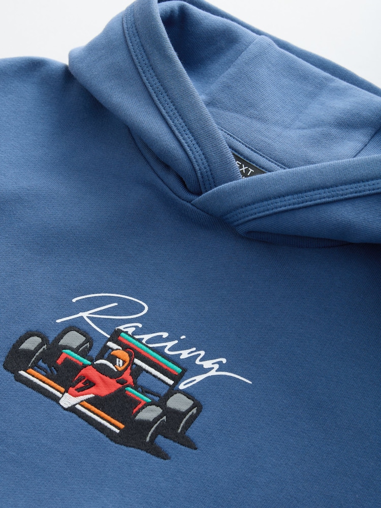 Blue Racing Car - Older Boys Graphic Cross-Over Hoodie (3-16yrs) - Image 3 of 4