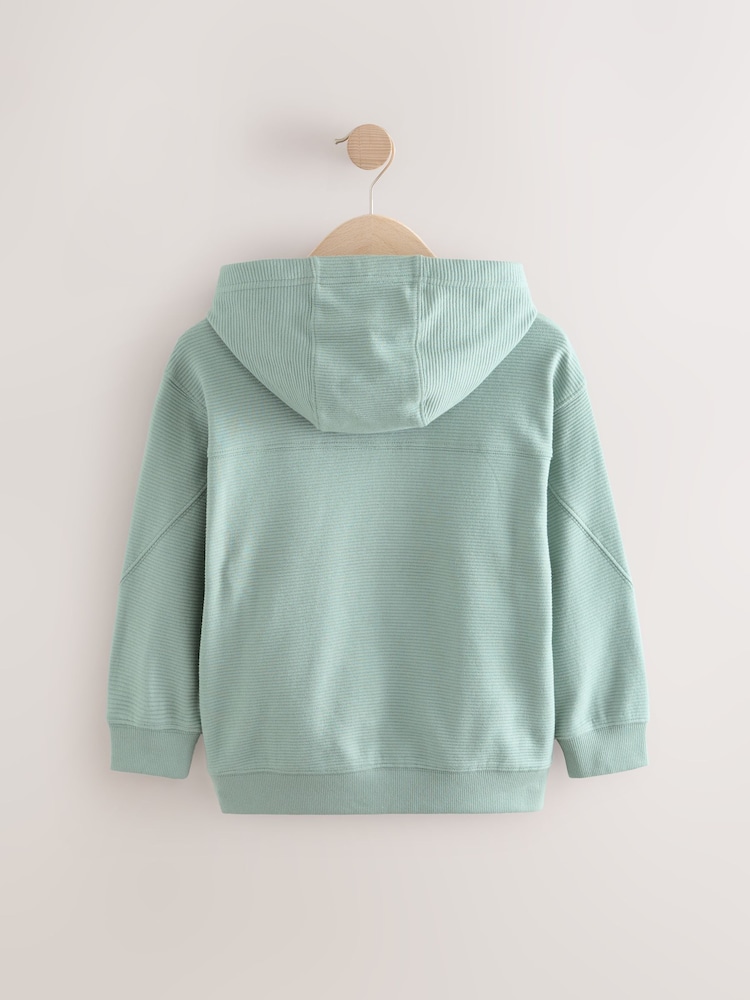 Sage Green Textured Fabric 100% Cotton Hoodie (3-16yrs) - Image 2 of 4