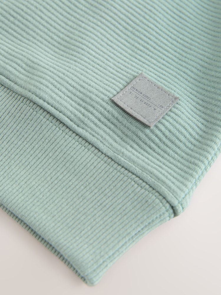 Sage Green Textured Fabric 100% Cotton Hoodie (3-16yrs) - Image 4 of 4