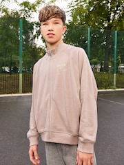 Stone Relaxed Zip Through 100% Cotton Sweatshirt (3-16yrs) - Image 1 of 3