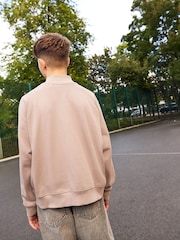 Stone Relaxed Zip Through 100% Cotton Sweatshirt (3-16yrs) - Image 2 of 3