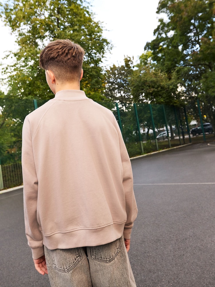 Stone Relaxed Zip Through 100% Cotton Sweatshirt (3-16yrs) - Image 2 of 3