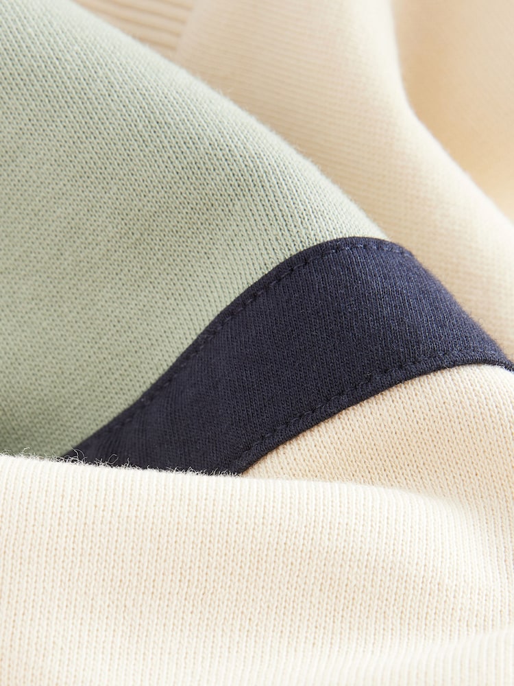 Cream/Green Colourblock Zip Through Hoodie (3-16yrs) - Image 3 of 4