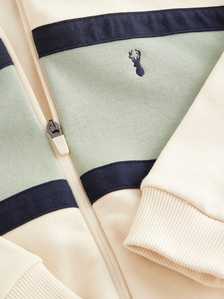 Cream/Green Colourblock Zip Through Hoodie (3-16yrs) - Image 4 of 4