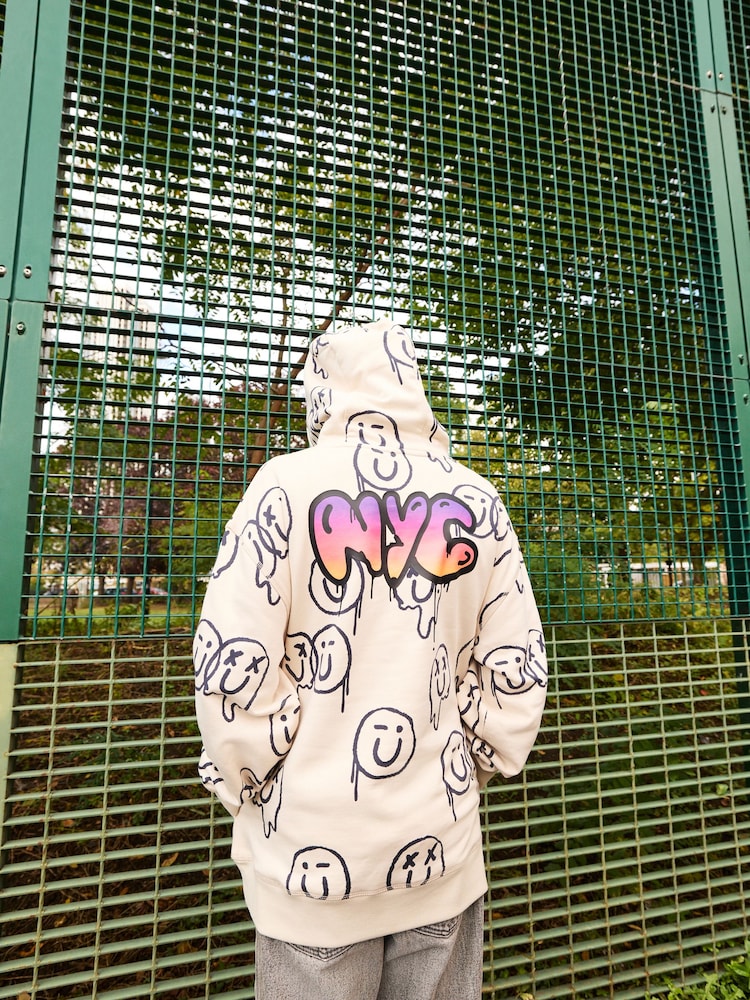 Stone Graffiti Drippy Smile Graphic Hoodie (3-16yrs) - Image 2 of 7 Stone Graffiti Drippy Smile Graphic Hoodie (3-16yrs) - Image 2 of 7