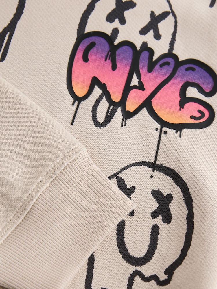 Stone Graffiti Drippy Smile Graphic Hoodie (3-16yrs) - Image 7 of 7 Stone Graffiti Drippy Smile Graphic Hoodie (3-16yrs) - Image 7 of 7