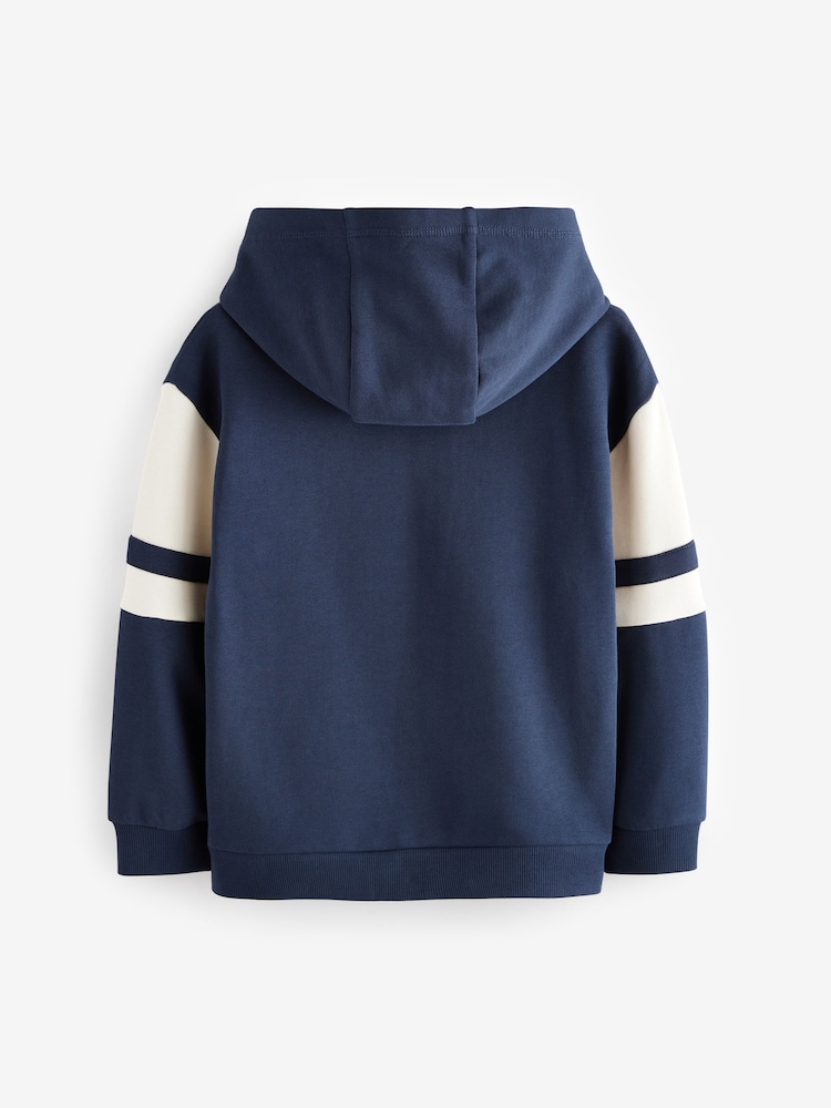 Navy Blue/Cream Colourblock Hoodie (3-16yrs) - Image 2 of 5
