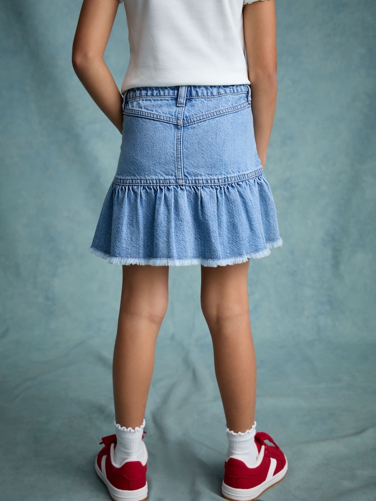 Mid Blue 100% Cotton Denim Skirt (3-16yrs) - Image 2 of 5