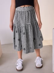 Black/White 100% Cotton Gingham Boho Skirt (3-16yrs) - Image 1 of 8