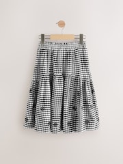 Black/White 100% Cotton Gingham Boho Skirt (3-16yrs) - Image 6 of 8