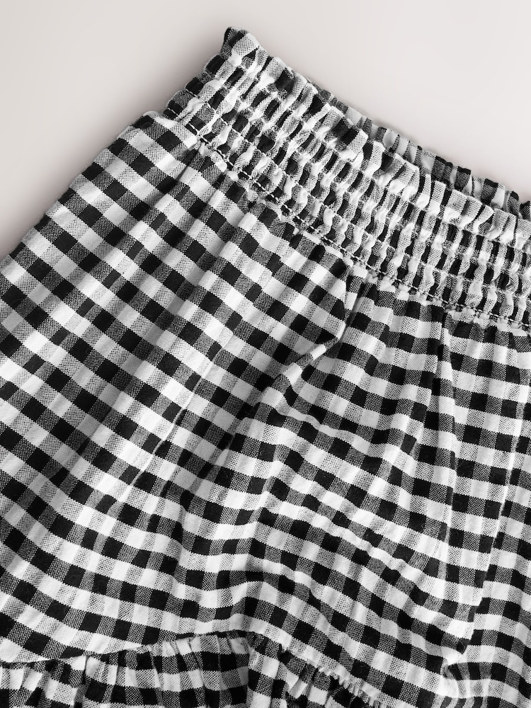 Black/White 100% Cotton Gingham Boho Skirt (3-16yrs) - Image 8 of 8