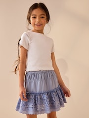 Blue 100% Cotton Embroidered Skort (3-16yrs) - Image 2 of 4