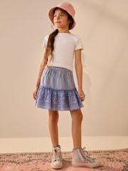 Blue 100% Cotton Embroidered Skort (3-16yrs) - Image 4 of 4